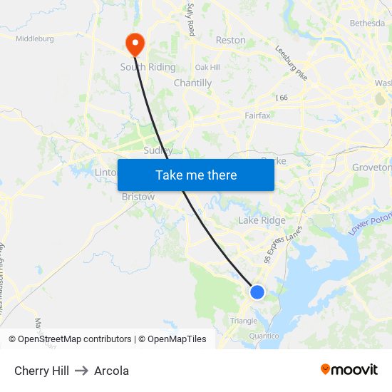 Cherry Hill to Arcola map