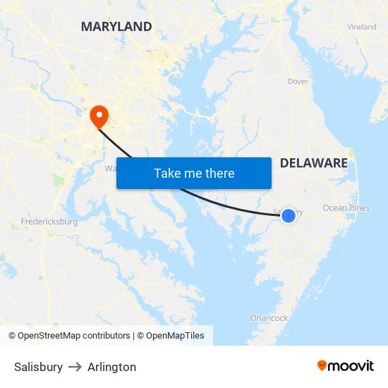 Salisbury to Arlington map