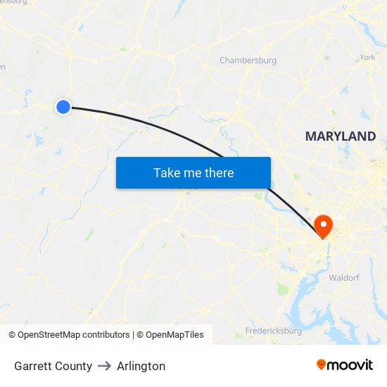 Garrett County to Arlington map