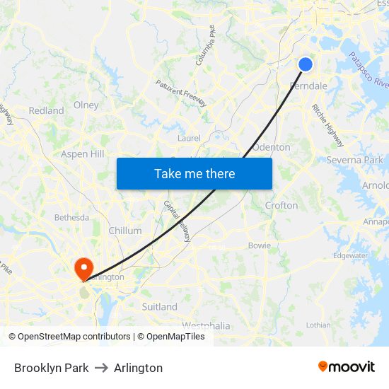 Brooklyn Park to Arlington map