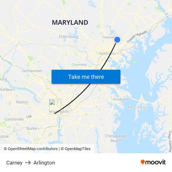 Carney to Arlington map