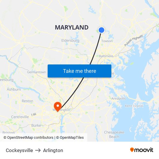 Cockeysville to Arlington map