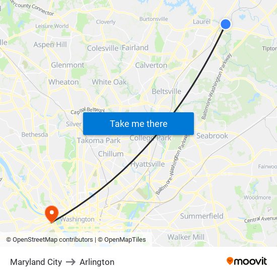 Maryland City to Arlington map