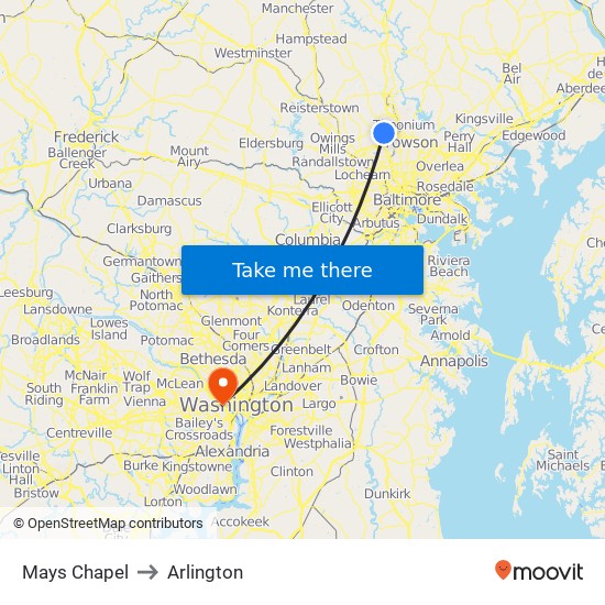 Mays Chapel to Arlington map