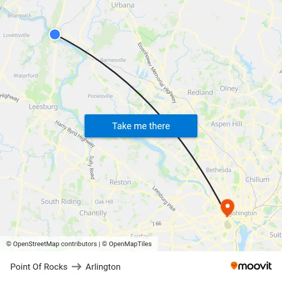 Point Of Rocks to Arlington map