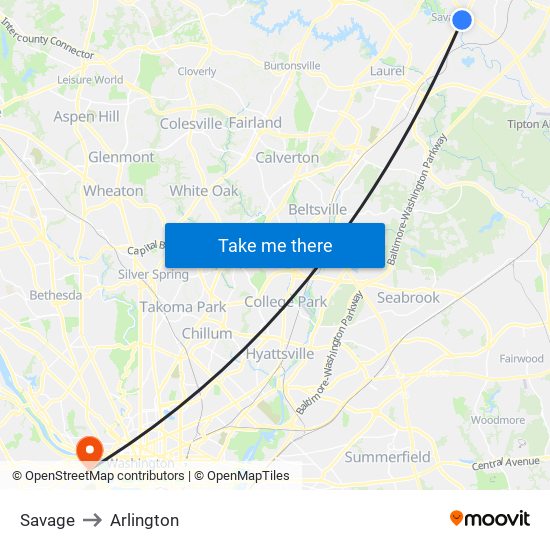 Savage to Arlington map