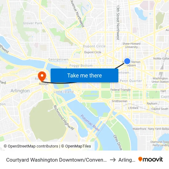 Courtyard Washington Downtown/Convention Center to Arlington map