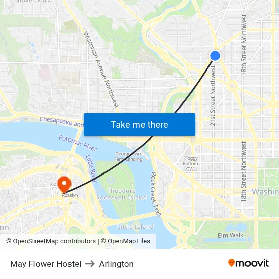 May Flower Hostel to Arlington map