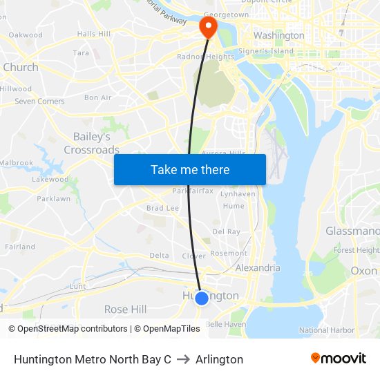 Huntington Metro North Bay C to Arlington map