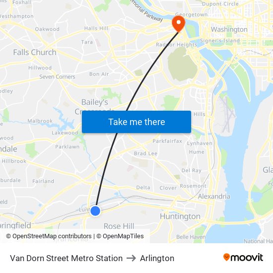 Van Dorn Street Metro Station to Arlington map