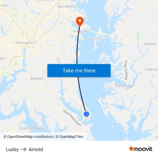 Lusby to Arnold map