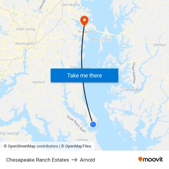 Chesapeake Ranch Estates to Arnold map