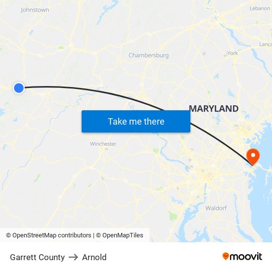 Garrett County to Arnold map