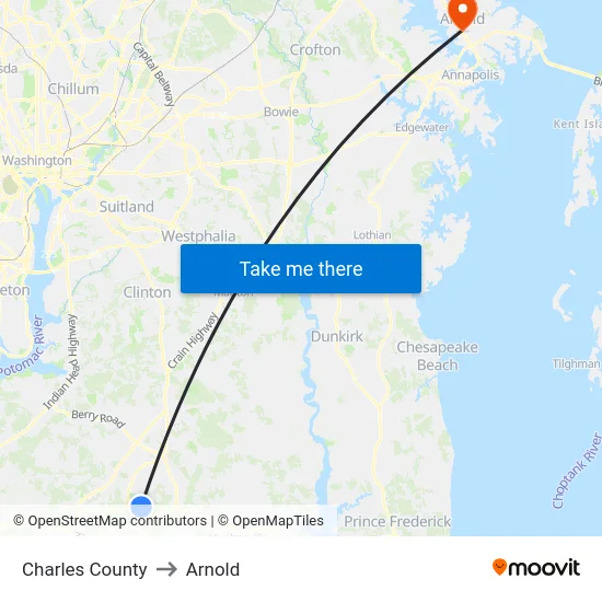 Charles County to Arnold map
