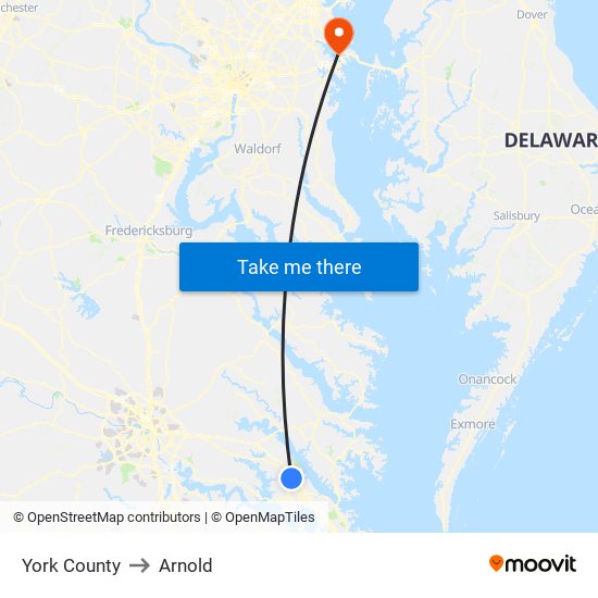 York County to Arnold map