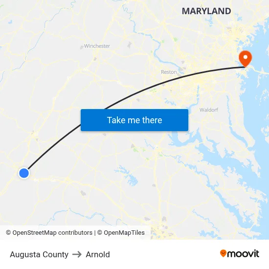Augusta County to Arnold map
