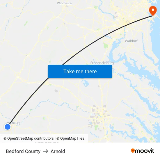 Bedford County to Arnold map
