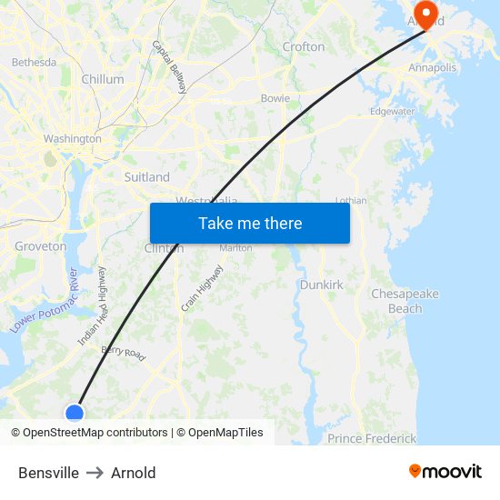 Bensville to Arnold map