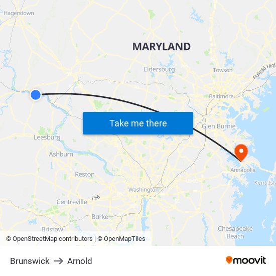 Brunswick to Arnold map