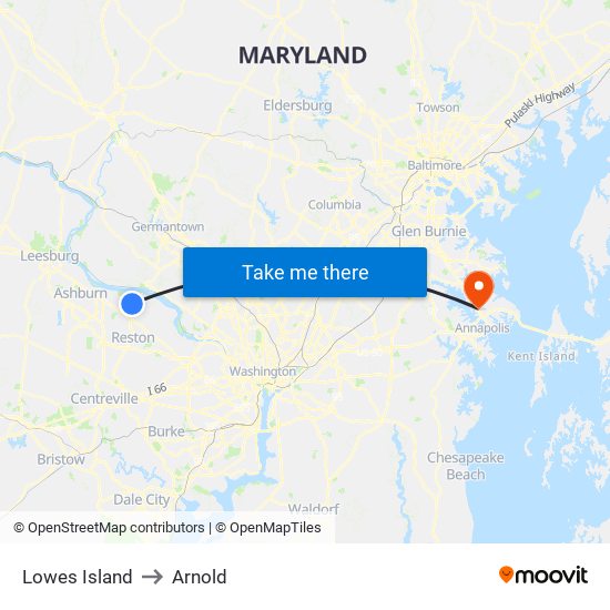 Lowes Island to Arnold map