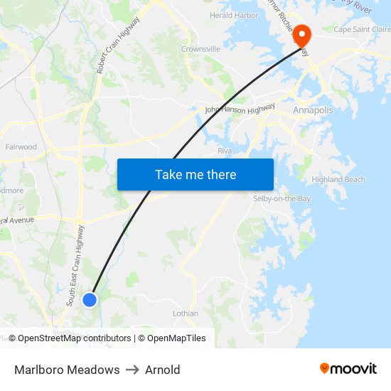 Marlboro Meadows to Arnold map