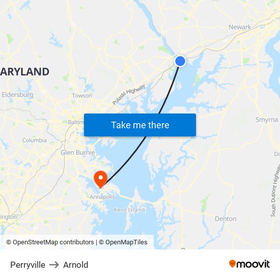 Perryville to Arnold map