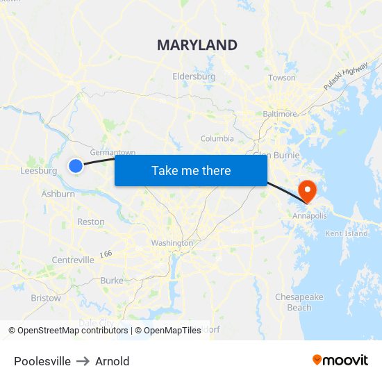 Poolesville to Arnold map