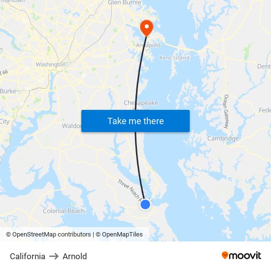 California to Arnold map