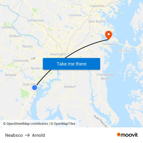 Neabsco to Arnold map