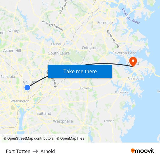 Fort Totten to Arnold map