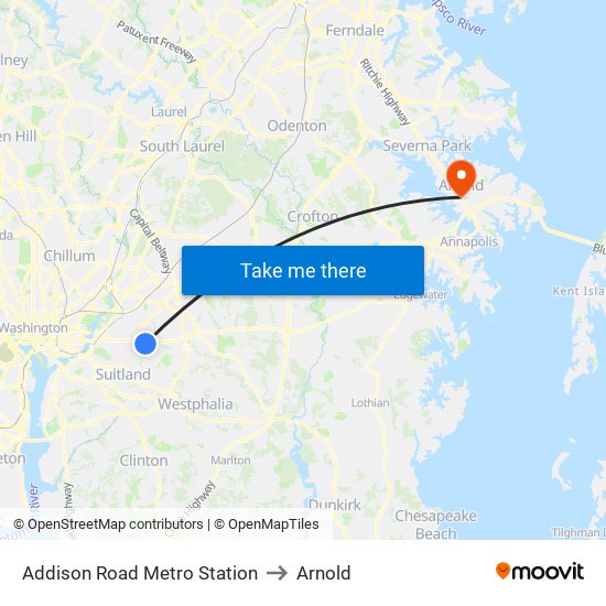 Addison Road Metro Station to Arnold map