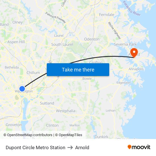 Dupont Circle Metro Station to Arnold map