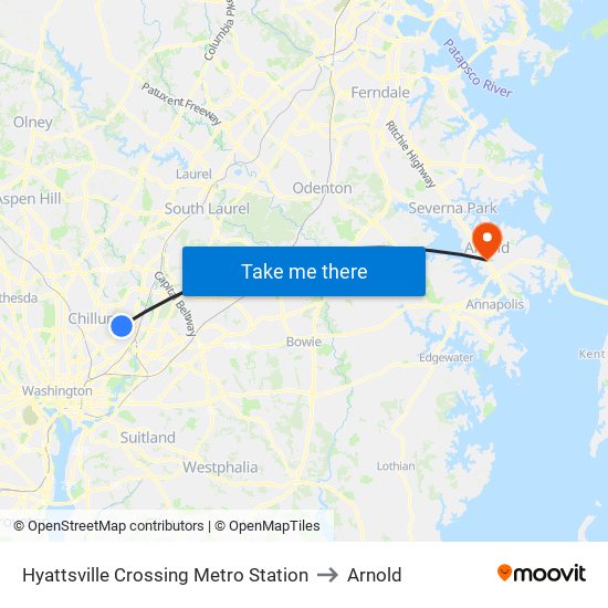 Hyattsville Crossing Metro Station to Arnold map