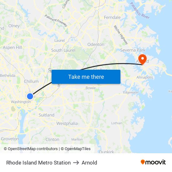 Rhode Island Metro Station to Arnold map