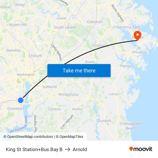 King Street-Old Town+Bay B to Arnold map