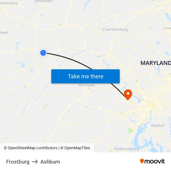 Frostburg to Ashburn map