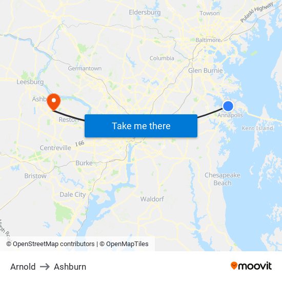 Arnold to Ashburn map