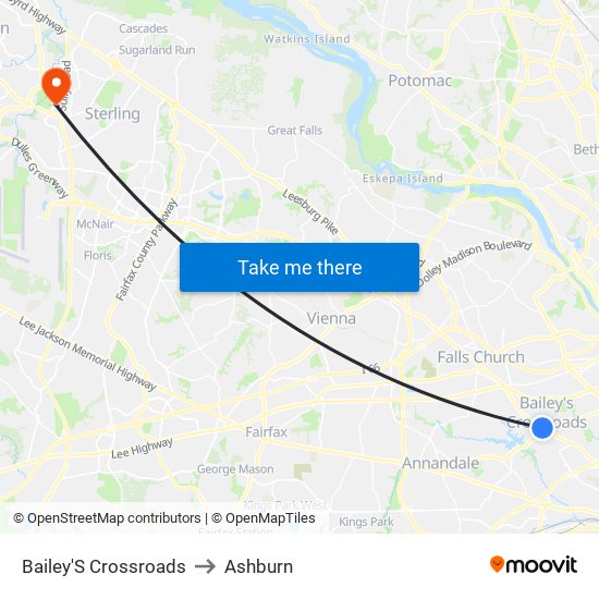 Bailey'S Crossroads to Ashburn map