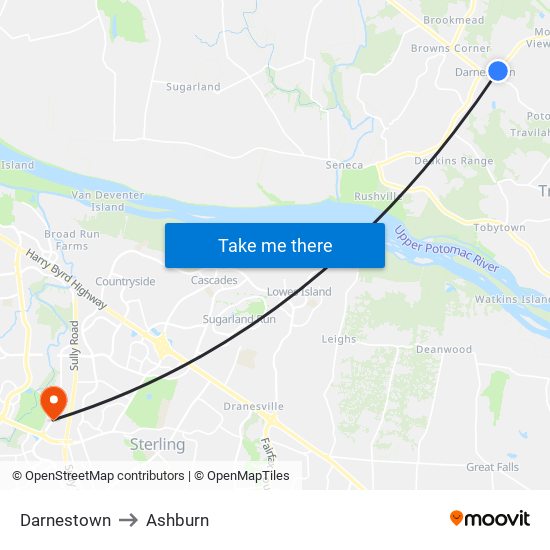 Darnestown to Ashburn map