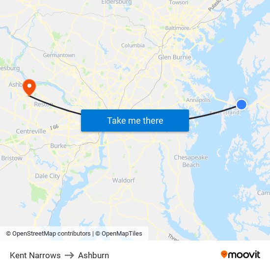 Kent Narrows to Ashburn map