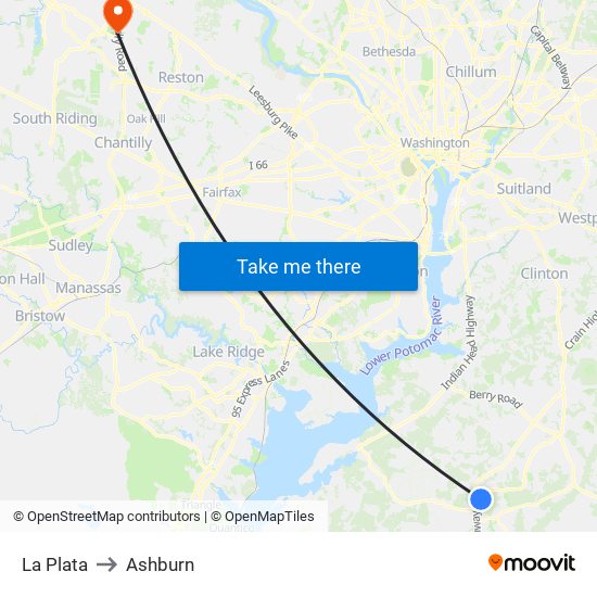 La Plata to Ashburn map