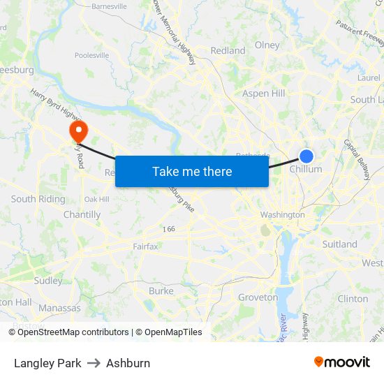 Langley Park to Ashburn map