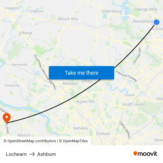 Lochearn to Ashburn map