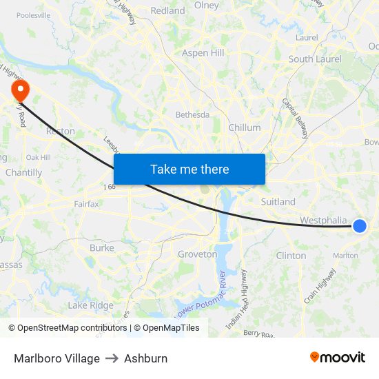 Marlboro Village to Ashburn map