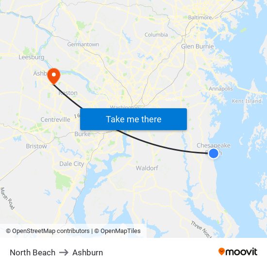 North Beach to Ashburn map