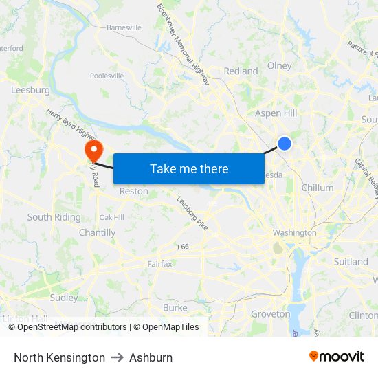 North Kensington to Ashburn map
