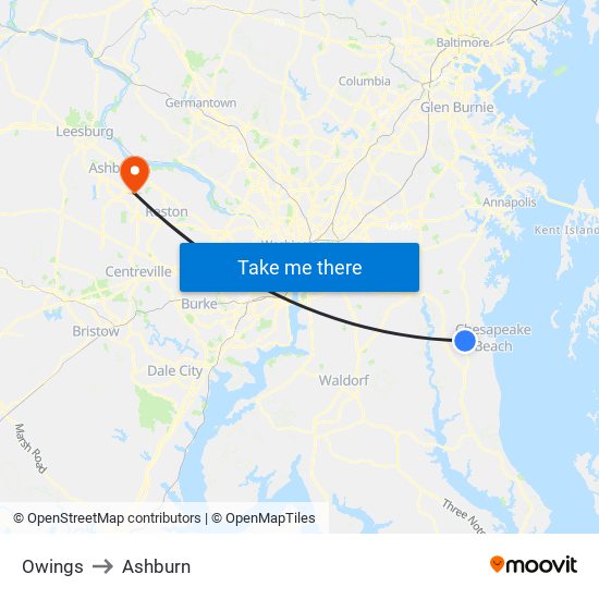 Owings to Ashburn map