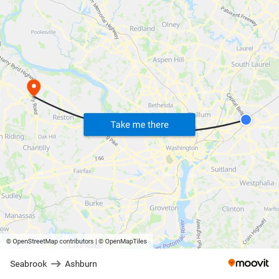 Seabrook to Ashburn map