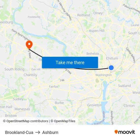 Brookland-Cua to Ashburn map