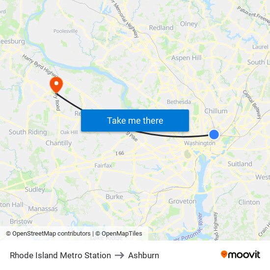 Rhode Island Metro Station to Ashburn map